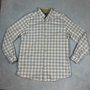 Eddie Bauer Shirt Mens LT Large Tall White Plaid Button Down Long Sleeve
